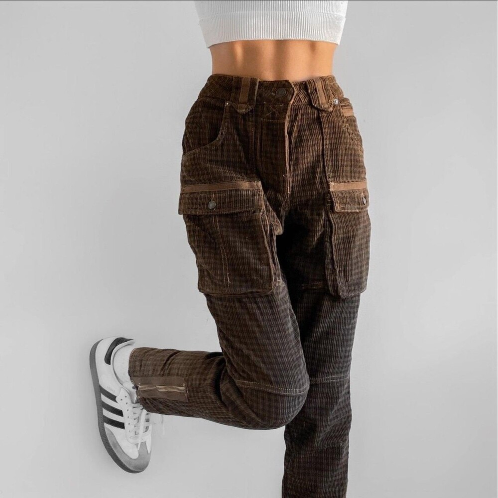 We The Free People Brown Corduroy London Calling Slouchy Cargo Pants 24